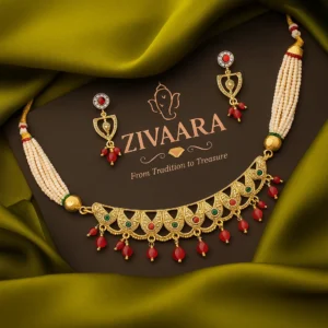 Traditional Gold Plated Artificial Necklace Set with Earrrings