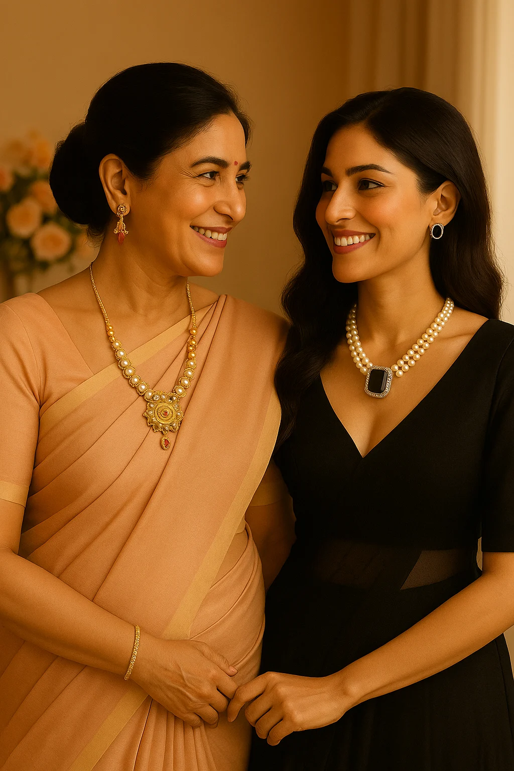 Stylish Pearl Necklace with Pearl Earrings – Elegant Jewelry Set for Women