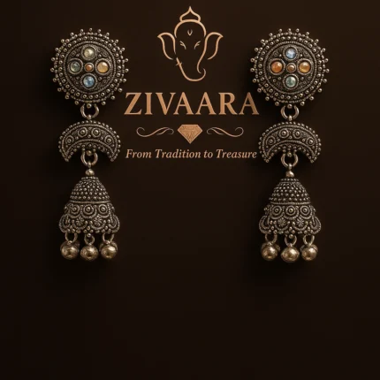 Oxidized Jhumka Earrings