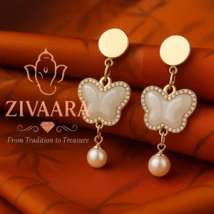 Elegant Butterfly Drop Earrings with Pearl Dangle – Premium Fashion Jewelry