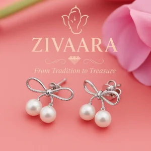 Elegant Bow Pearl Stud Earrings for Women – Delicate Daily Wear Jewelry
