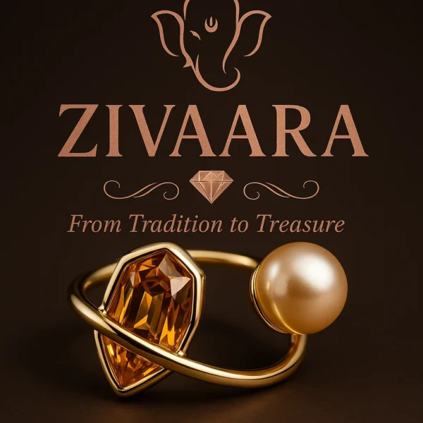 Gold Plated Pearl & Citrine Gemstone Open Ring – Elegant Statement Jewelry
