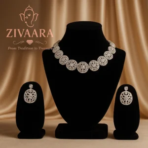 Zivaara Elegant Silver Bridal Necklace Set with Earrings – Latest Designer Collection