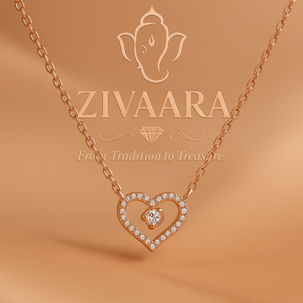 Rose Gold Heart Pendant Chain Necklace for Women – CZ Stone