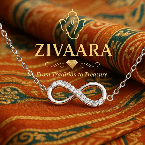 Silver Infinity Pendant Chain Necklace with CZ Stones – Women