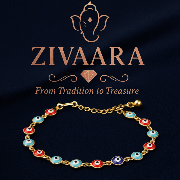 Gold Evil Eye Anklet for Women – Multicolor Protection Charm Single Piece