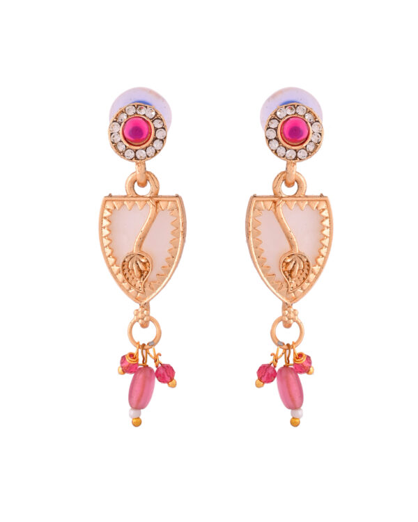 Traditional Gold Plated Artificial Necklace Set with Earrrings - Image 3