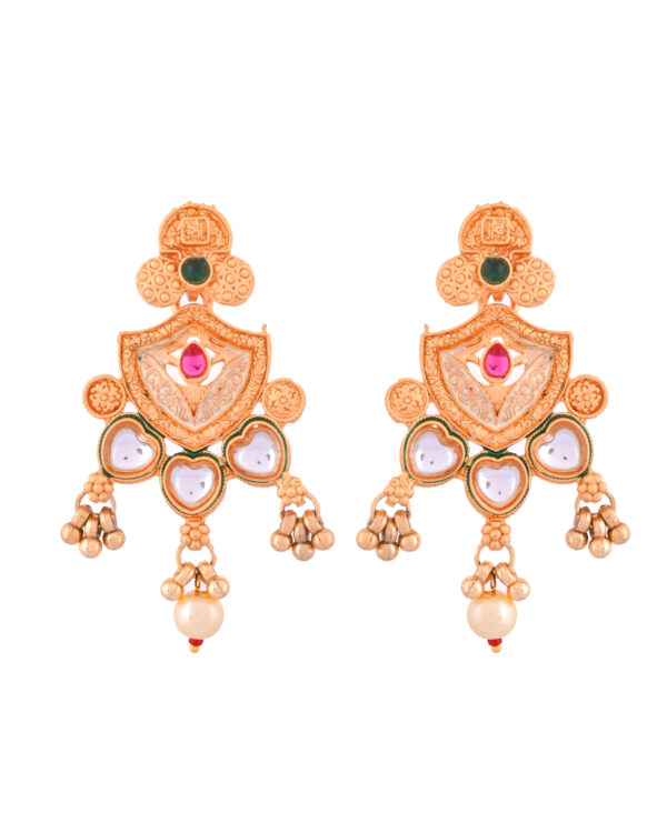 Traditional Gold Plated Necklace Set with Earrings for Women – Bridal & Festive Jewelry - Image 3