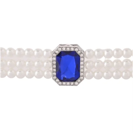 Matching pearl bracelet with sapphire blue stone – artificial jewellery
