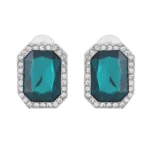 Emerald green stone stud earrings with pearls – artificial jewellery
