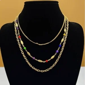 Three layer necklace copper