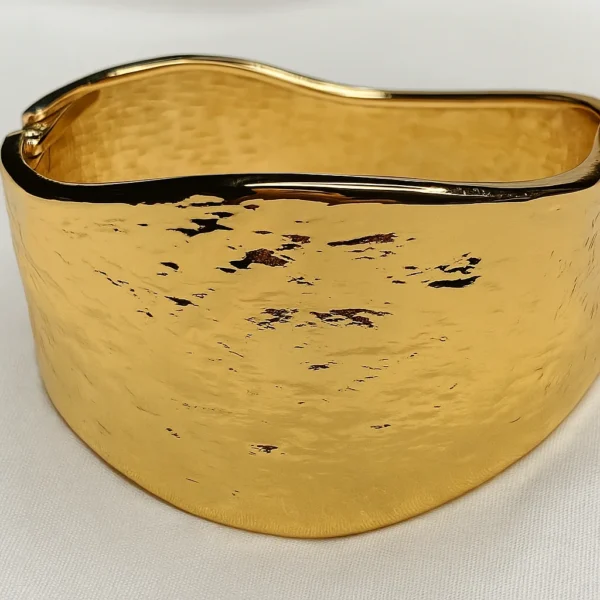Luxurious Gold Plated Hammered Bracelet – Zivaara Jewelry - Image 4