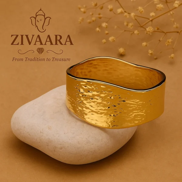 Luxurious Gold Plated Hammered Bracelet – Zivaara Jewelry