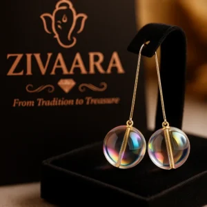 Iridescent Glass Ball Drop Earrings – Trendy Minimalist Statement Jewelry