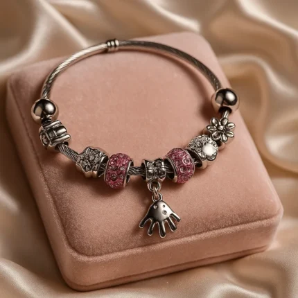 Pink Bead Charm Bracelet
