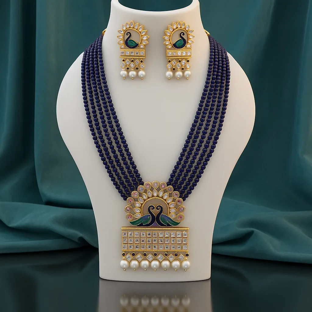 peacock necklace with earrings