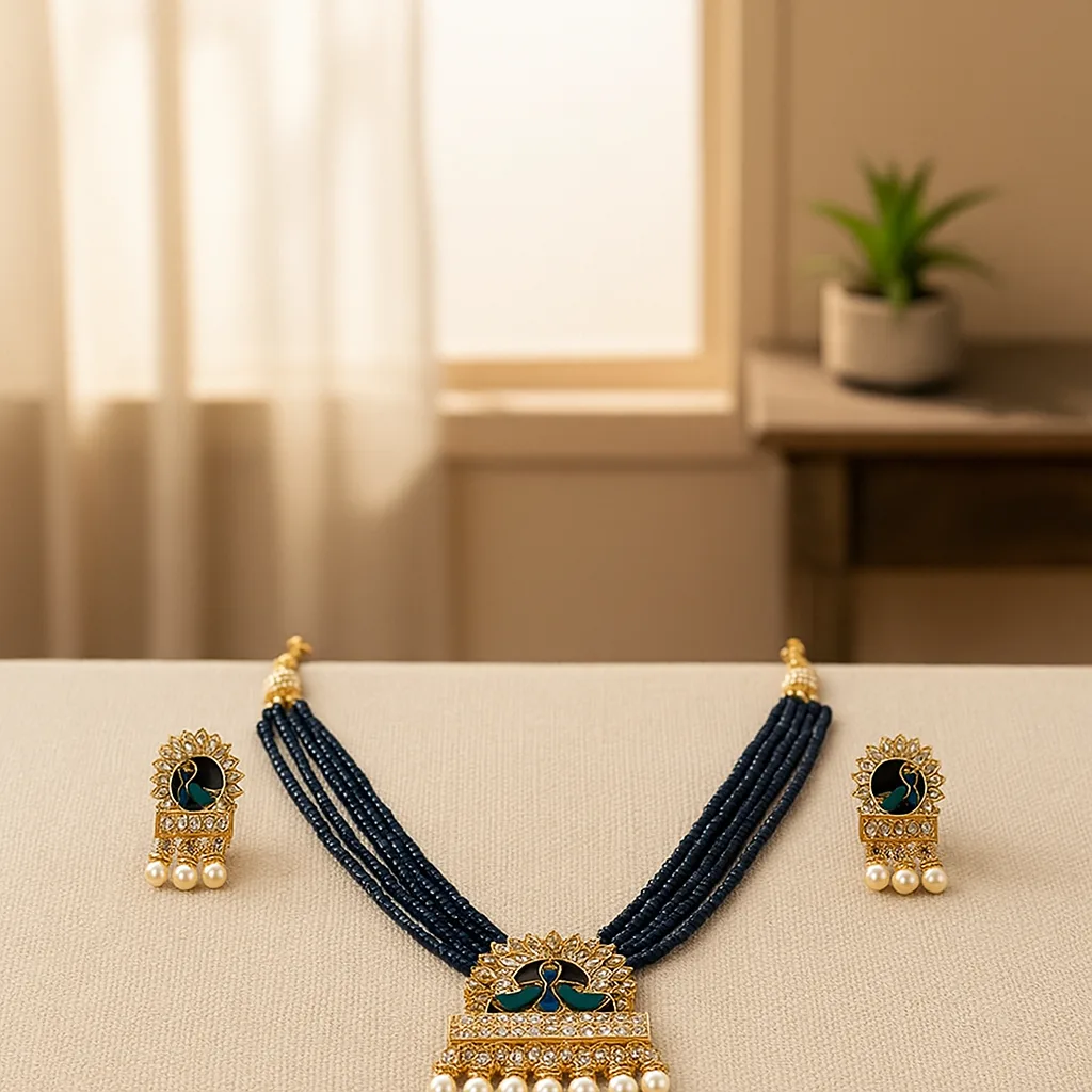 peacock necklace with earrings