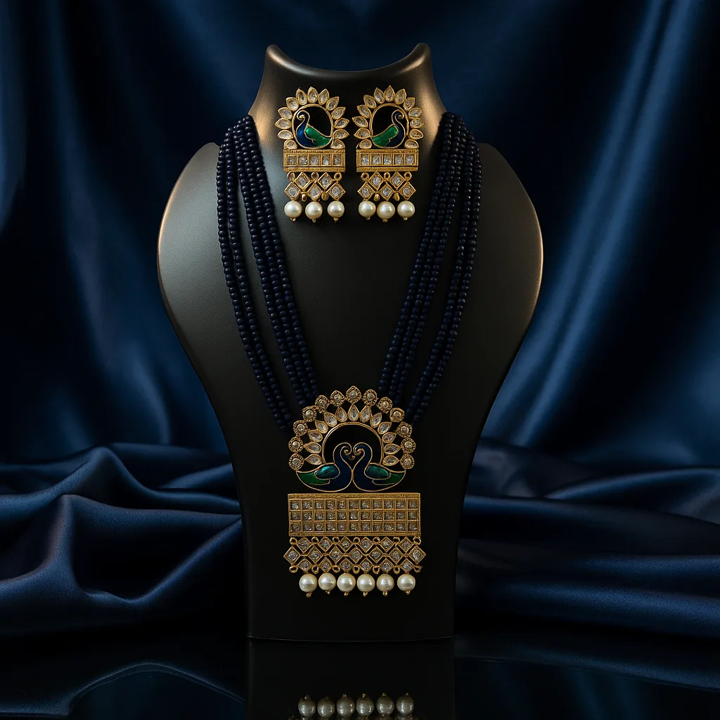 peacock necklace with earrings