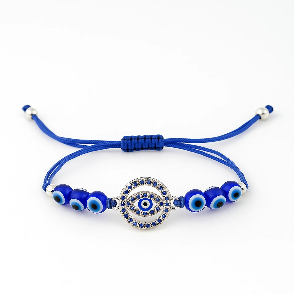 Blue Evil Eye Beads Bracelet for Women – Adjustable Protection Charm
