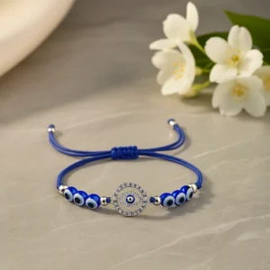 Blue Evil Eye Protection Bracelet for Women – Adjustable Nazar Battu Charm Jewellery