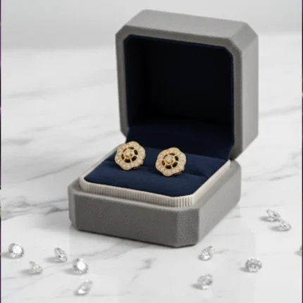 Gold floral stud earrings