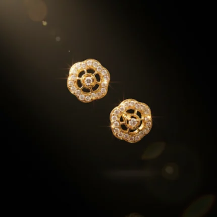 Gold floral stud earrings